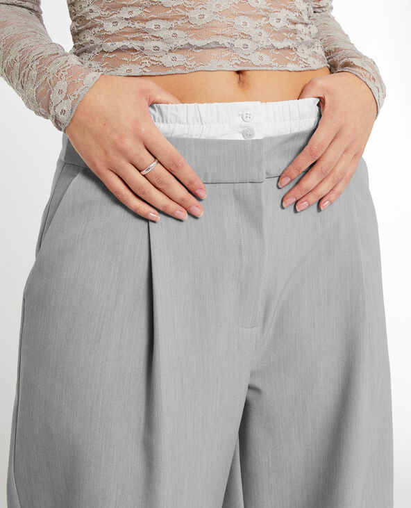 Pantalon large et droit avec caleçon apparent gris - Pimkie
