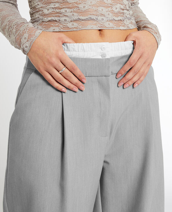 Pantalon large et droit avec caleçon apparent gris - Pimkie