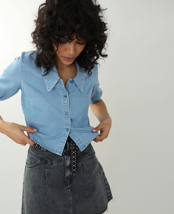 Chemise en jean bleu clair - Pimkie