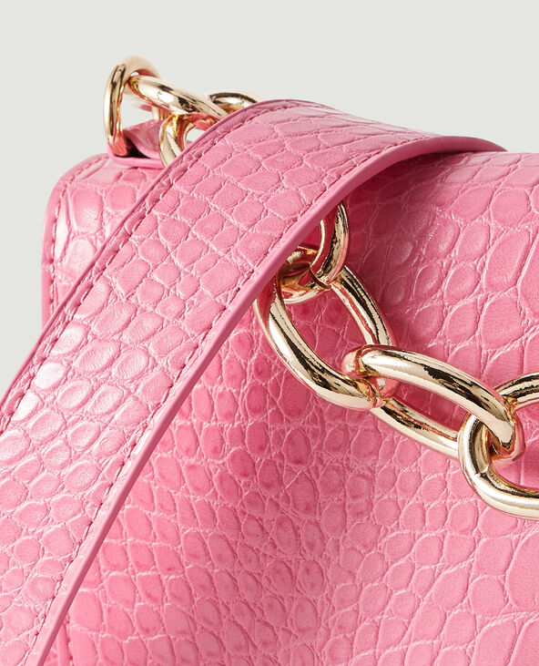 Sac effet croco à grosse chaine rose - Pimkie