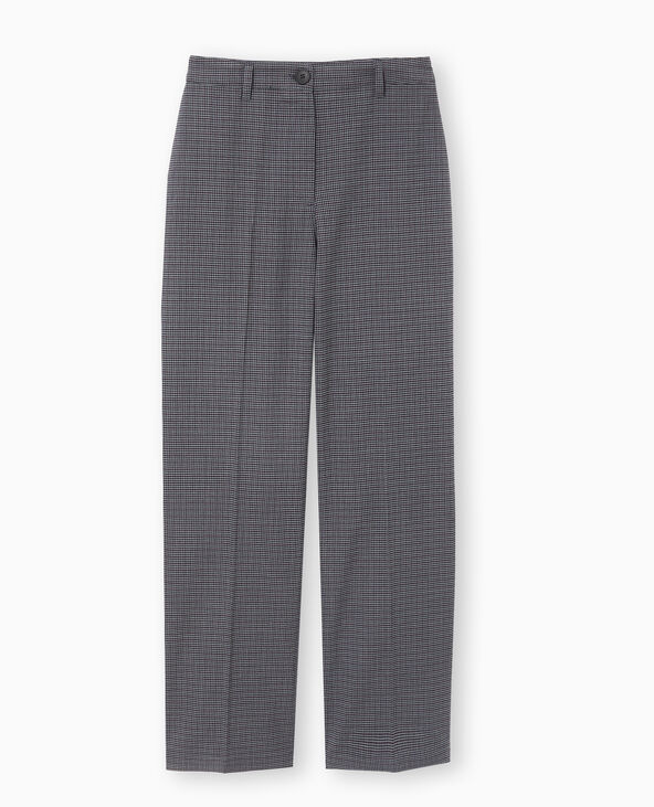 Pantalon droit city motif pied-de-poule gris - Pimkie