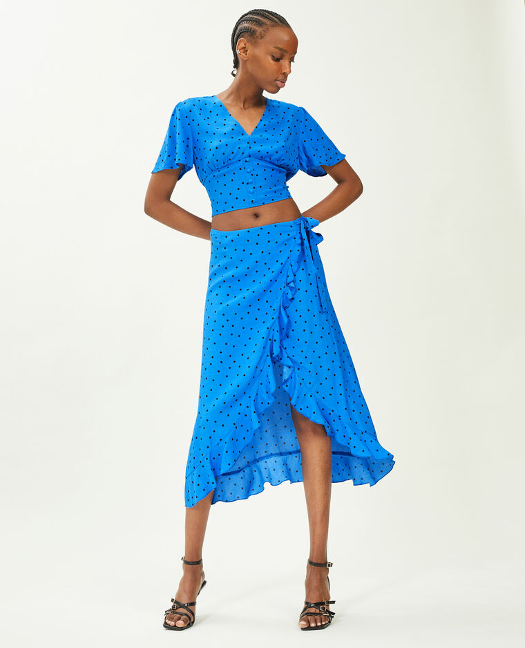 Blouse courte manches papillon bleu électrique - Pimkie