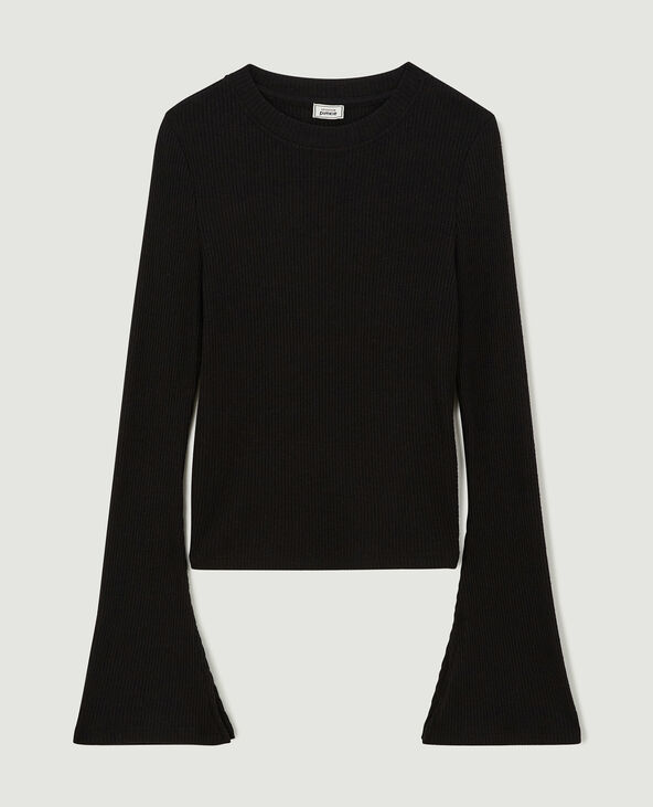 Pull fin en maille côtelée col rond noir - Pimkie