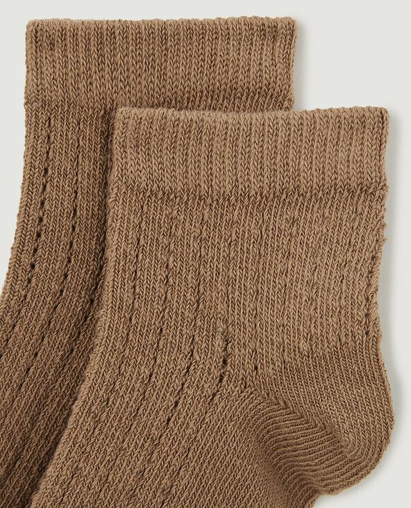 Paire de chaussettes en maille ajourée camel - Pimkie