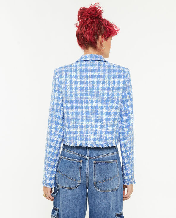 Veste effet tweed pied-de-poule bleu - Pimkie