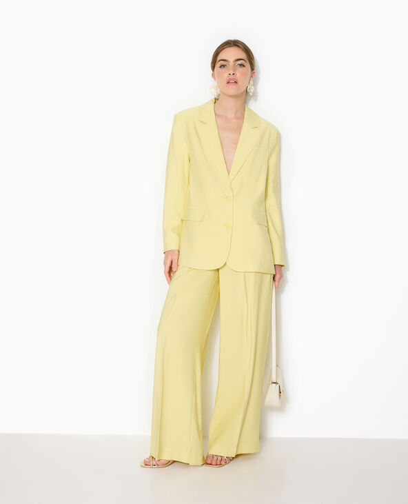 Veste blazer oversize en tissu fluide jaune - Pimkie