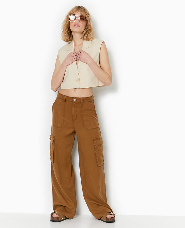 Pantalon cargo en tissu fluide Tencel