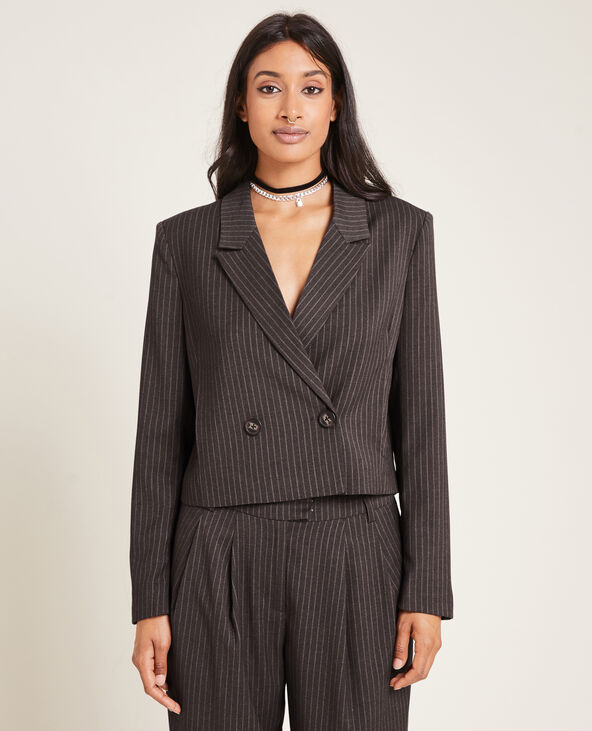 Veste blazer courte avec épaulettes taupe - Pimkie