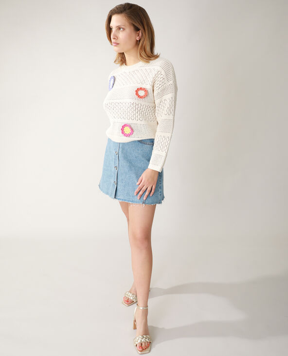 Pull en crochet blanc - Pimkie