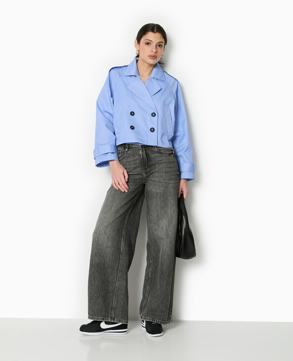 Trench court en toile bleu - Pimkie
