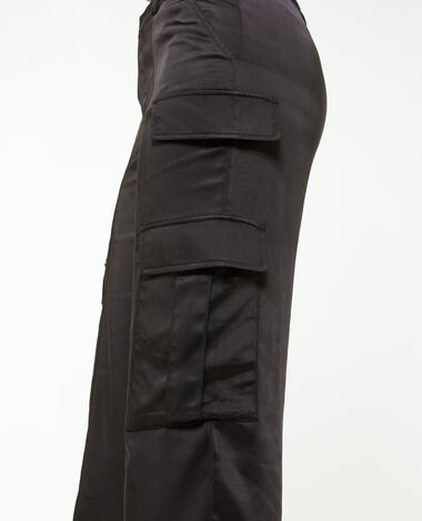 Pantalon cargo en satin noir - Pimkie