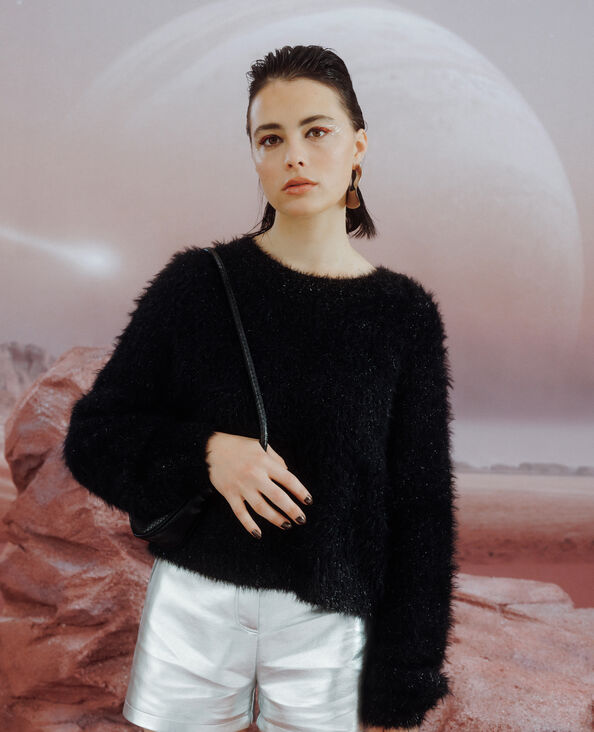 Pull court en maille poilue et lurex noir - Pimkie