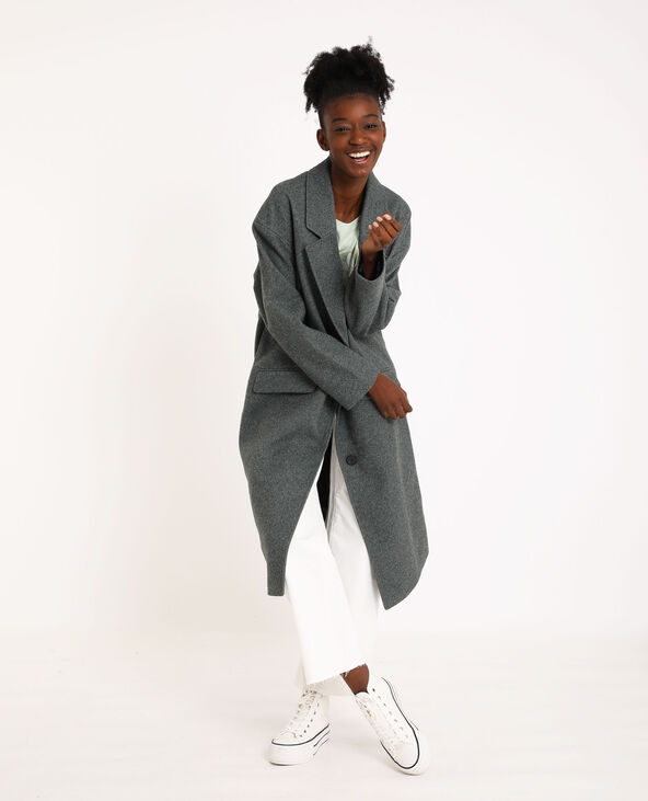 Manteau long droit vert kaki - Pimkie