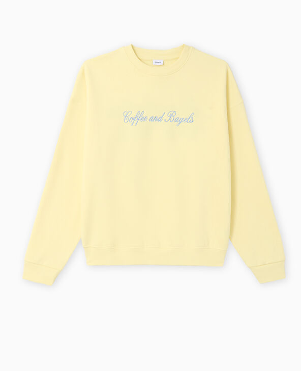 Sweat oversize avec broderies devant et dos jaune - Pimkie