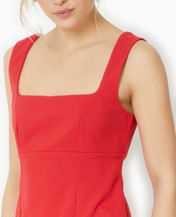 Robe courte à bretelles avec finition croquet rouge - Pimkie