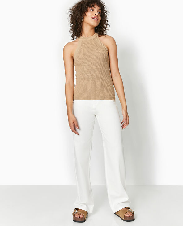 Top emmanchures américaines en maille beige - Pimkie
