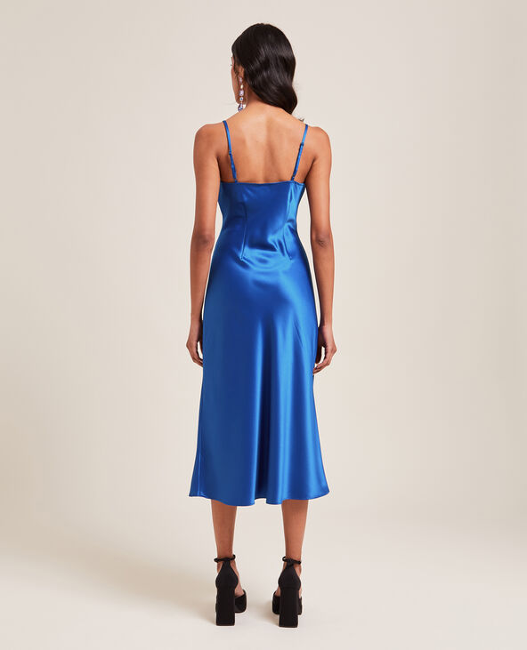 Robe longue cache-cœur en satin bleu clair - Pimkie