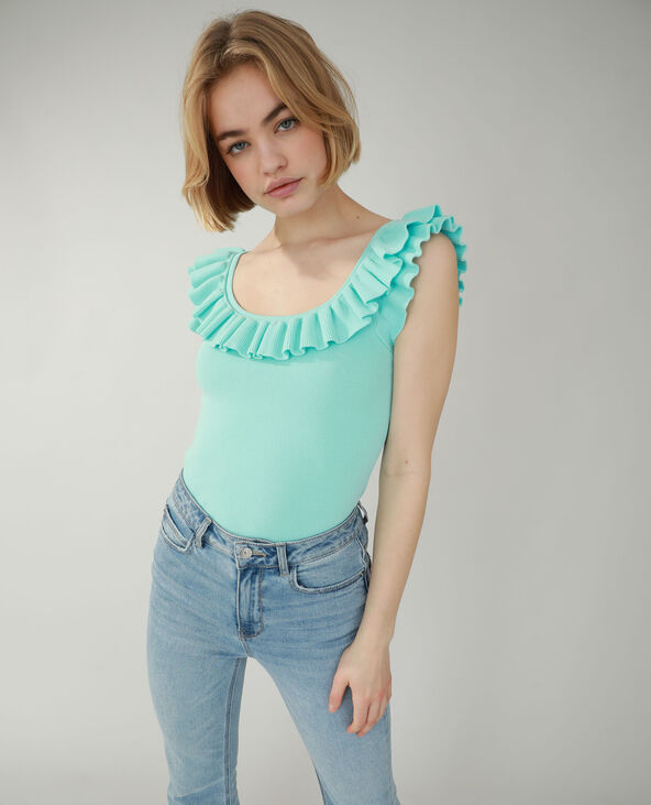 Top volanté bleu turquoise - Pimkie
