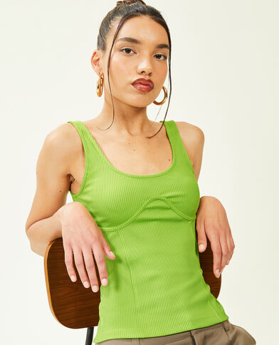 Débardeur en maille côtelée façon corset vert kaki - Pimkie