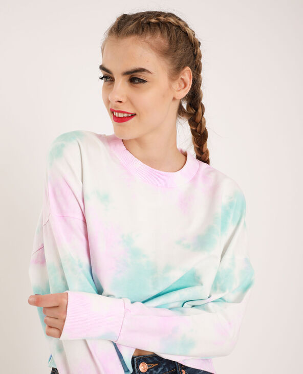 Sweat court tie & dye bleu turquoise - Pimkie