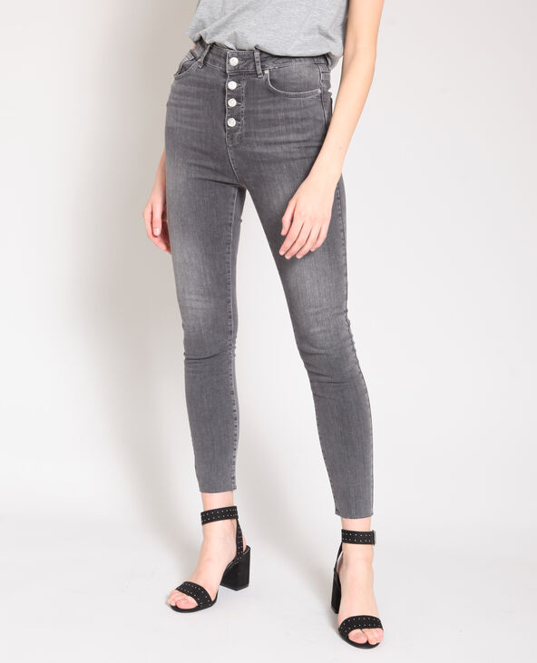 Jean skinny taille haute gris foncé - Pimkie