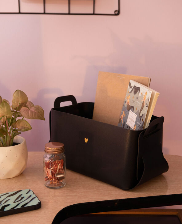 Grande box de rangement en simili cuir noir - Pimkie