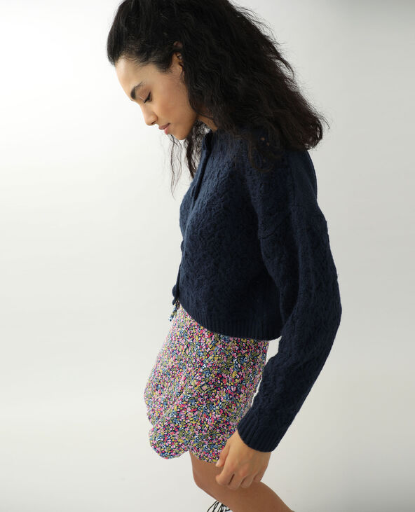 Gilet maille fantaisie bleu marine - Pimkie