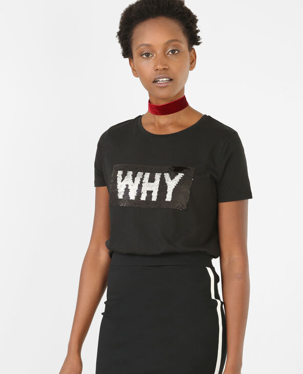 T-shirt message reversible noir - Pimkie