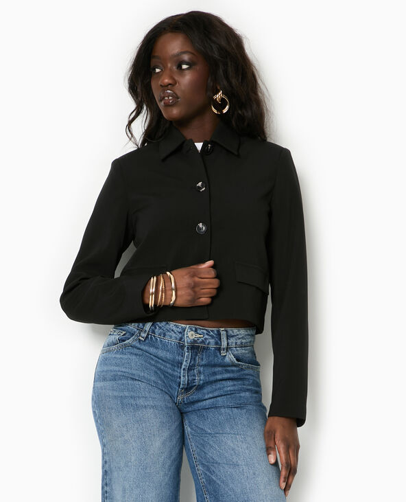 Veste city droite et courte noir - Pimkie