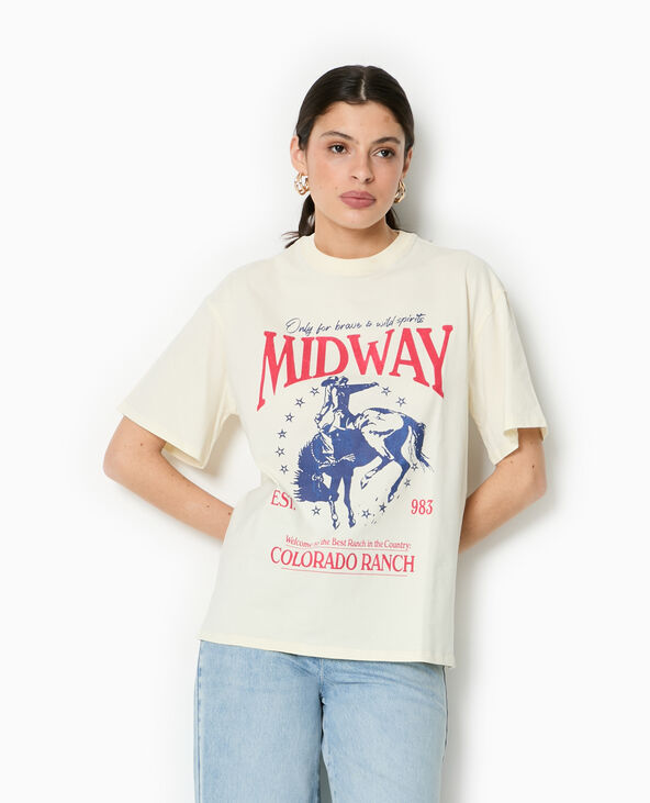 T-shirt oversize avec print devant blanc - Pimkie