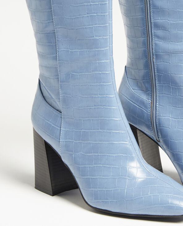 Bottes hautes croco bleu foncé - Pimkie