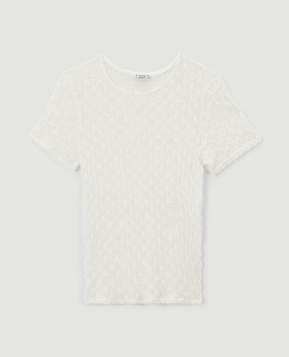Top en dentelle tissu reliefé blanc - Pimkie