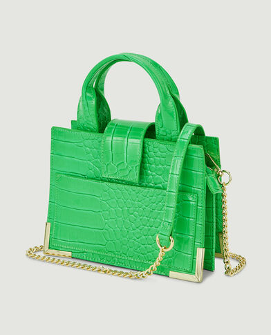 Sac boxy effet croco verni vert - Pimkie