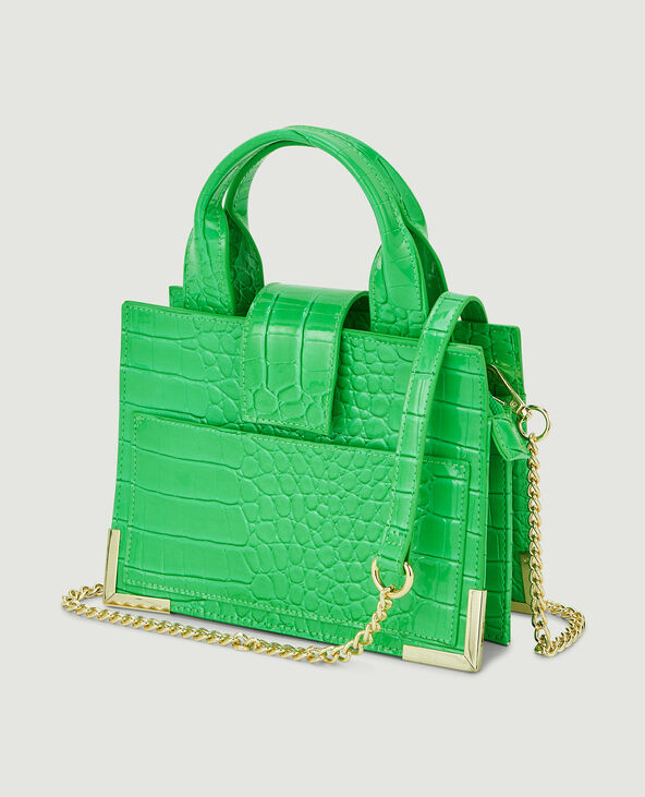 Sac boxy effet croco verni vert - Pimkie