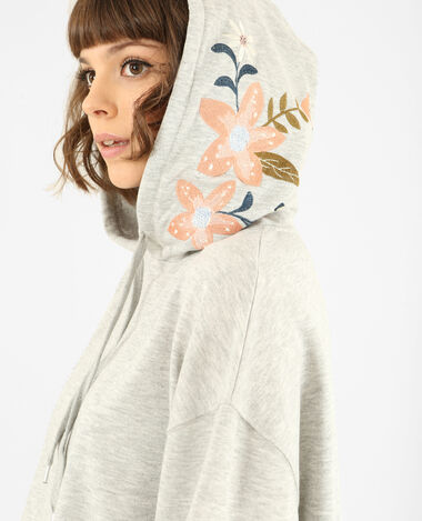 Sweat brodé gris chiné - Pimkie
