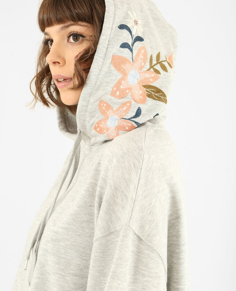 Sweat brodé gris chiné - Pimkie