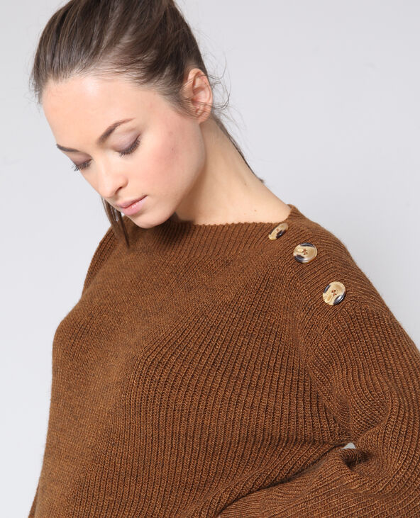 Pull à boutons camel - Pimkie