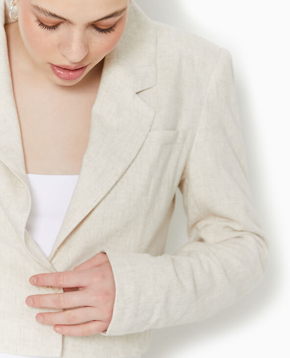 Veste cropped avec lin blanc - Pimkie