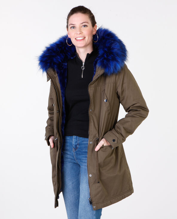 Parka fausse fourrure colorée vert kaki - Pimkie