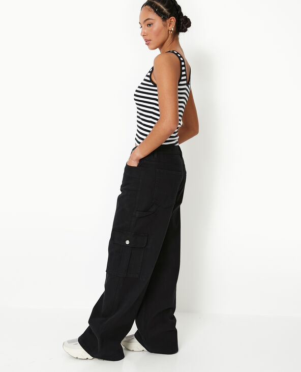 Jean large cargo taille basse noir - Pimkie