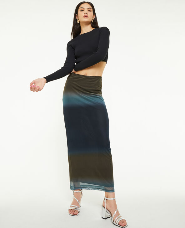 Jupe longue et droite en micro mesh