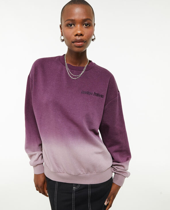 Sweat oversize dégradé et brodé violet - Pimkie