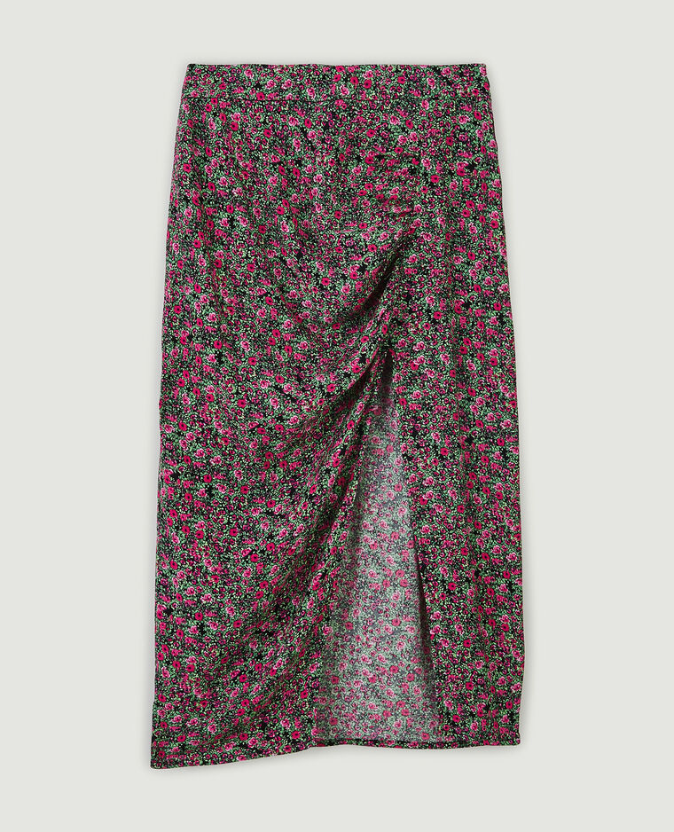Jupe midi avec fronces et fente rose fuchsia - Pimkie