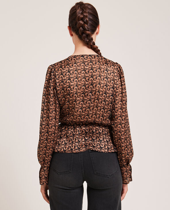 Blouse cache-cœur fils métallisés marron - Pimkie