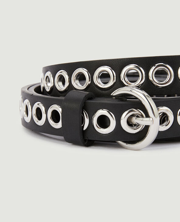 Ceinture double tour avec œillets métalliques noir - Pimkie