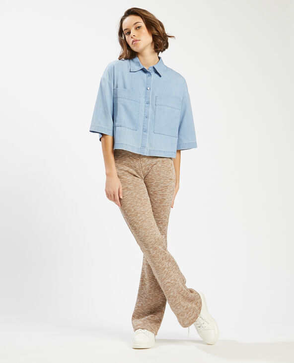 Chemisette cropped chambray bleu - Pimkie
