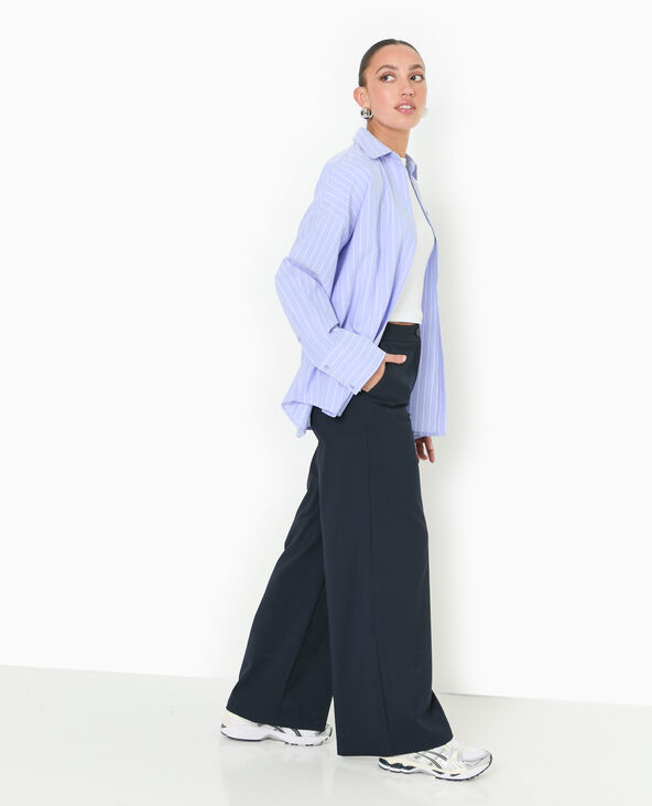 Pantalon large et droit taille haute bleu marine - Pimkie
