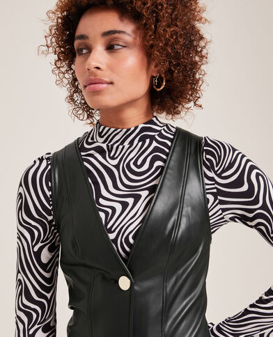 Robe courte en simili cuir noir - Pimkie