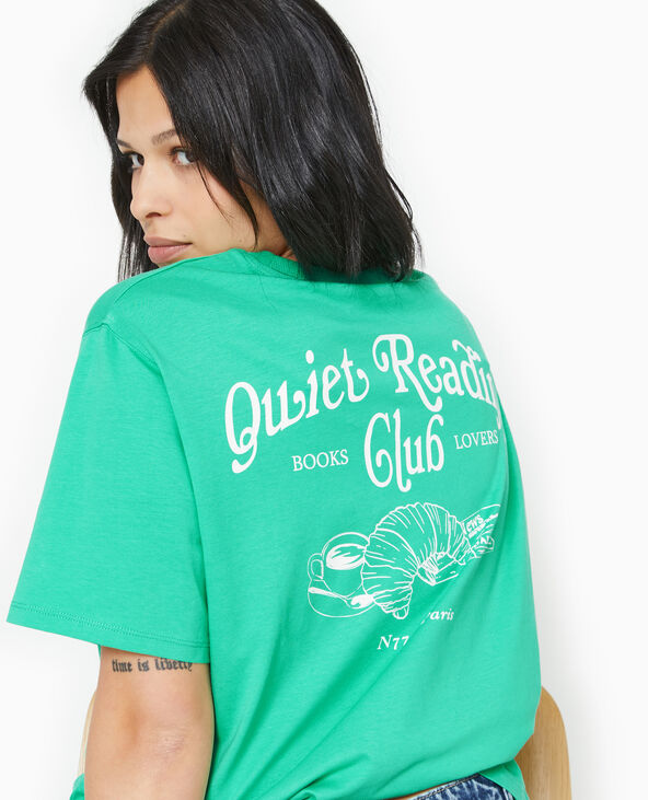 T-shirt oversize avec print poitrine et dos vert - Pimkie