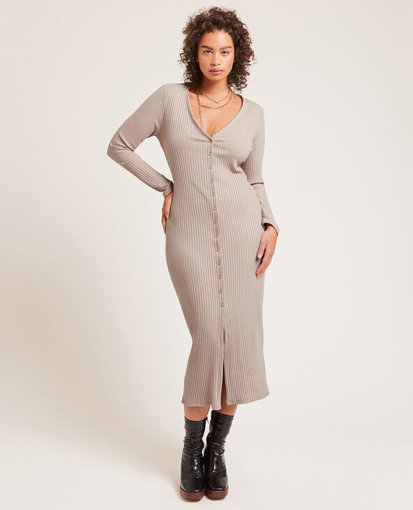 Robe outlet côtelée boutonnée